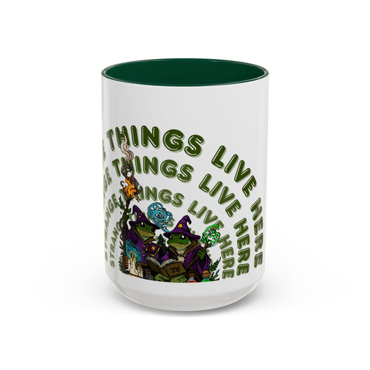 Espresso Witches Mug 'Strange Things Live Here' Two-Tone Accent Coffee Cup (11oz/15oz)