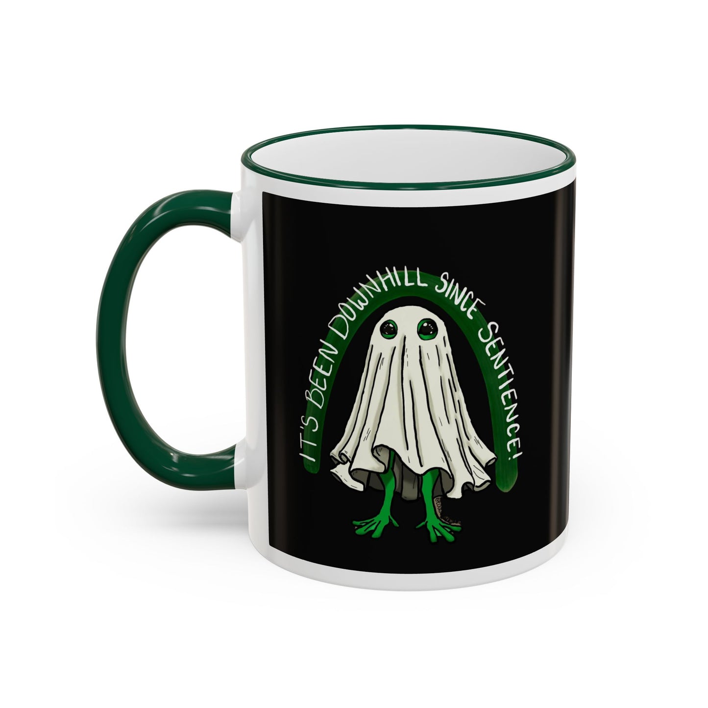 It's Been Downhill Coffee Mug Funny Accent Rim & Handle Mug