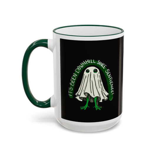 It's Been Downhill Coffee Mug Funny Accent Rim & Handle Mug