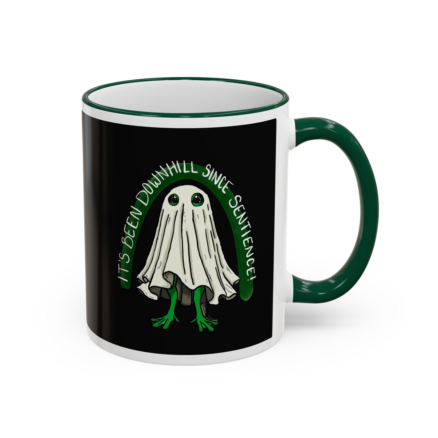 It's Been Downhill Coffee Mug Funny Accent Rim & Handle Mug