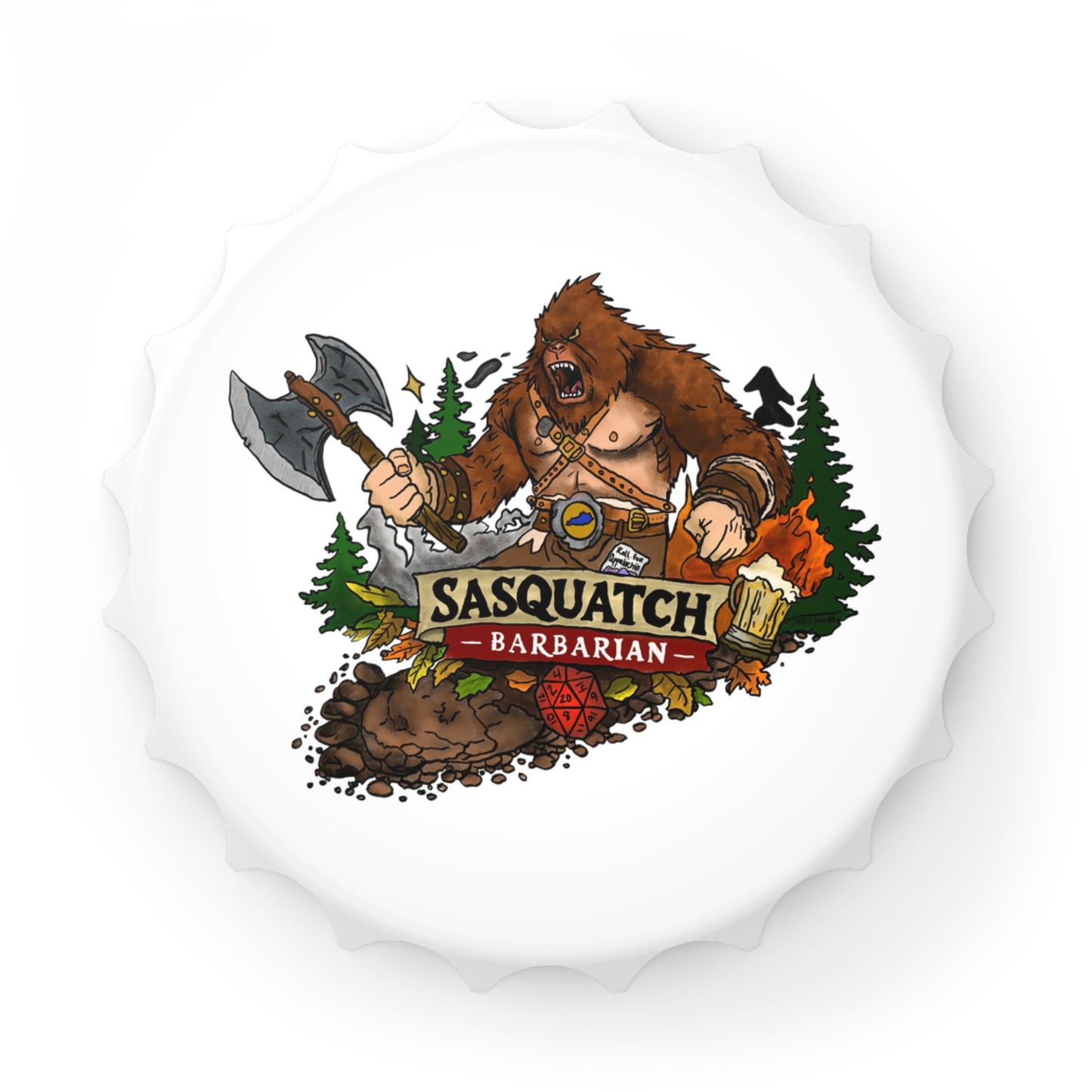 Sasquatch Barbarian Bottle Opener — Rustic Bigfoot Axe Design