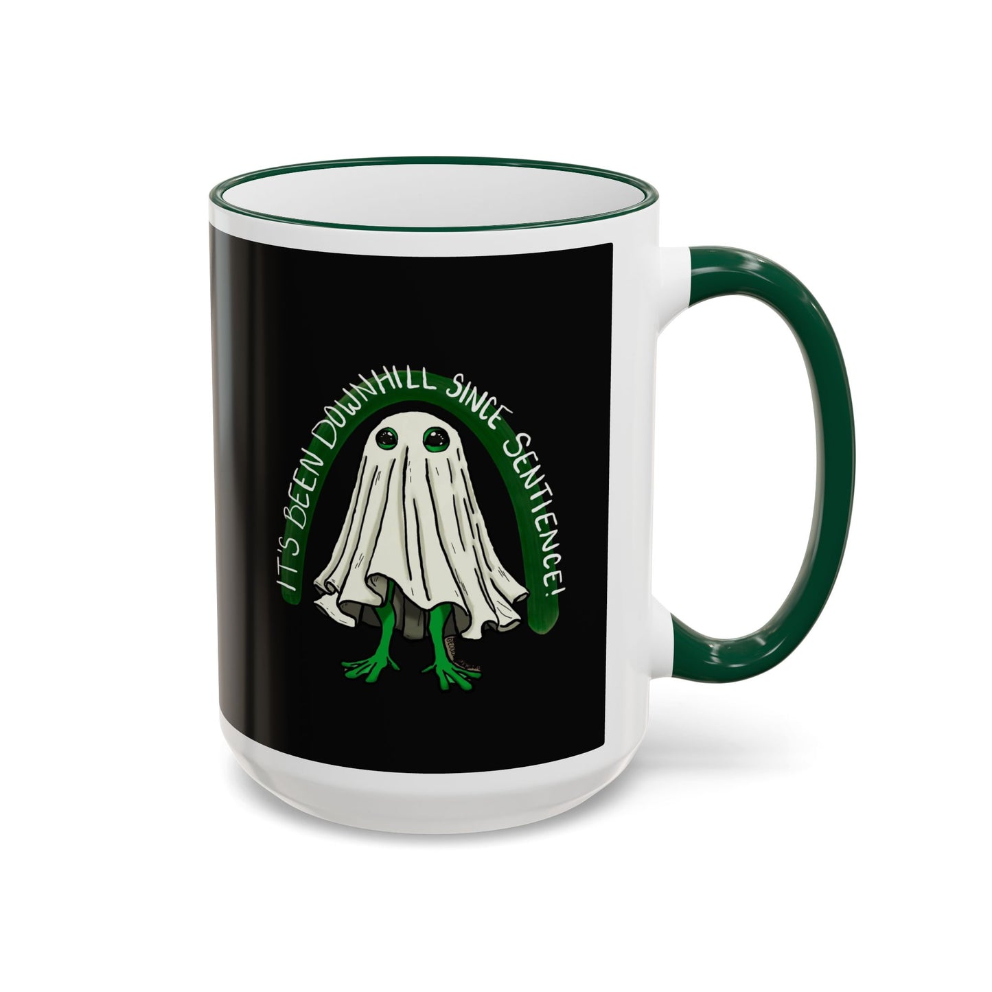 It's Been Downhill Coffee Mug Funny Accent Rim & Handle Mug