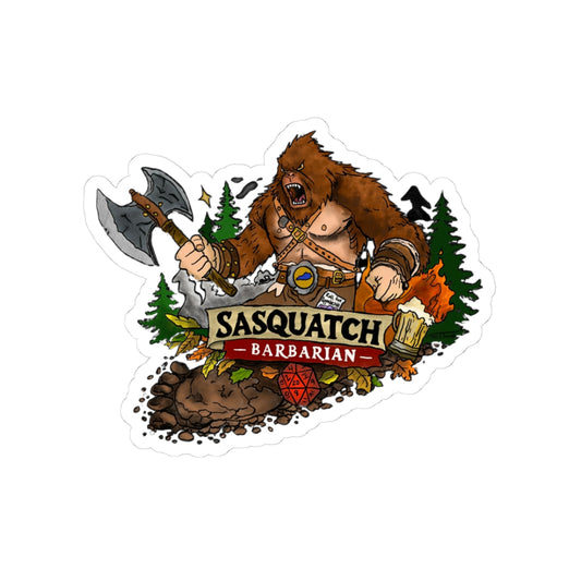 Sasquatch Barbarian Sticker | Bigfoot DnD Vinyl Decal for Laptop, Water Bottle & Gaming Gear